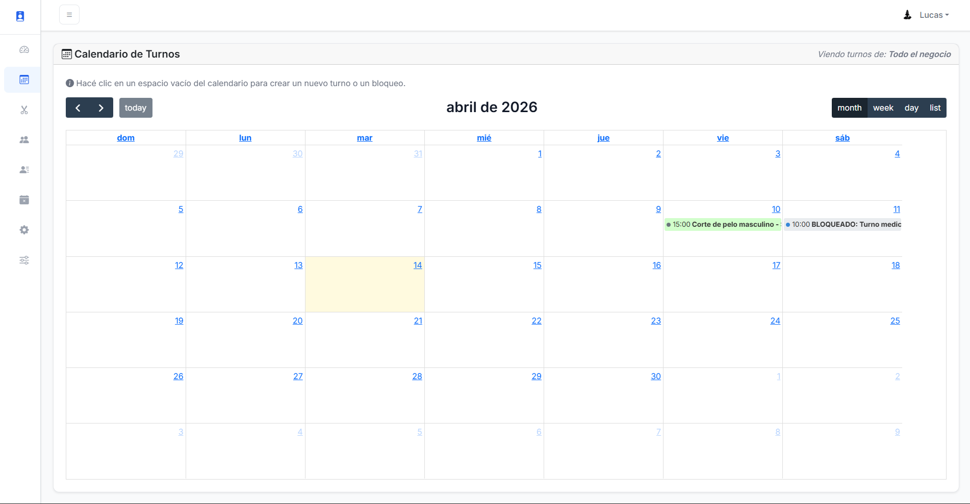 Calendario de Turnos